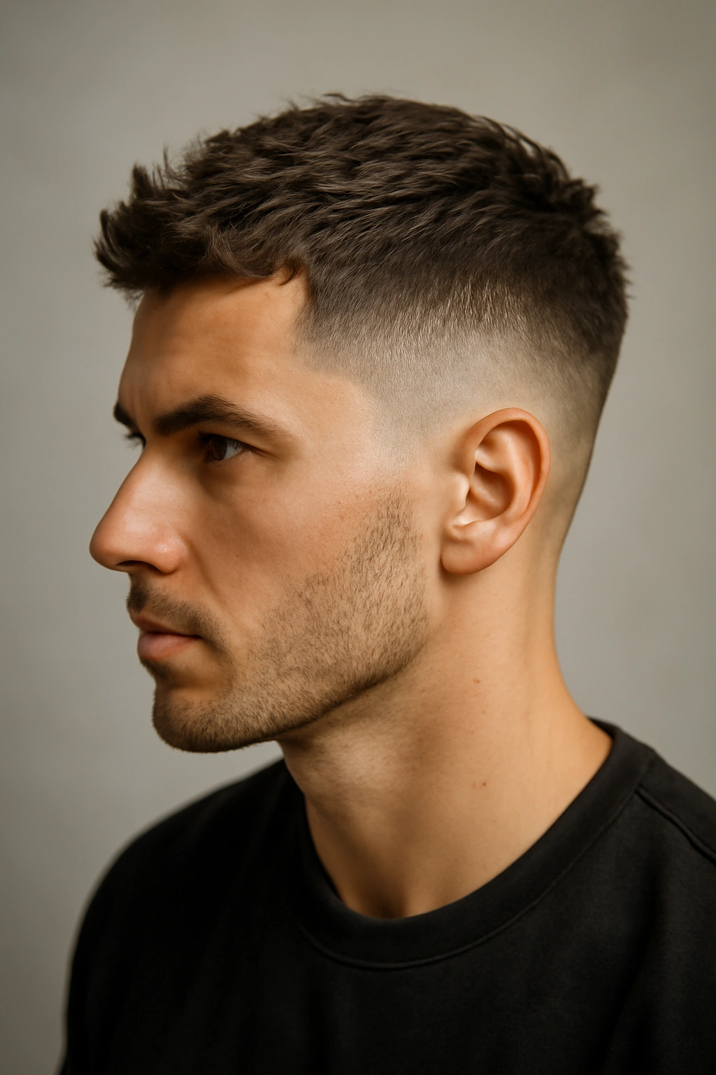 Close-up of textured crop with fade showing contrast between top and sides