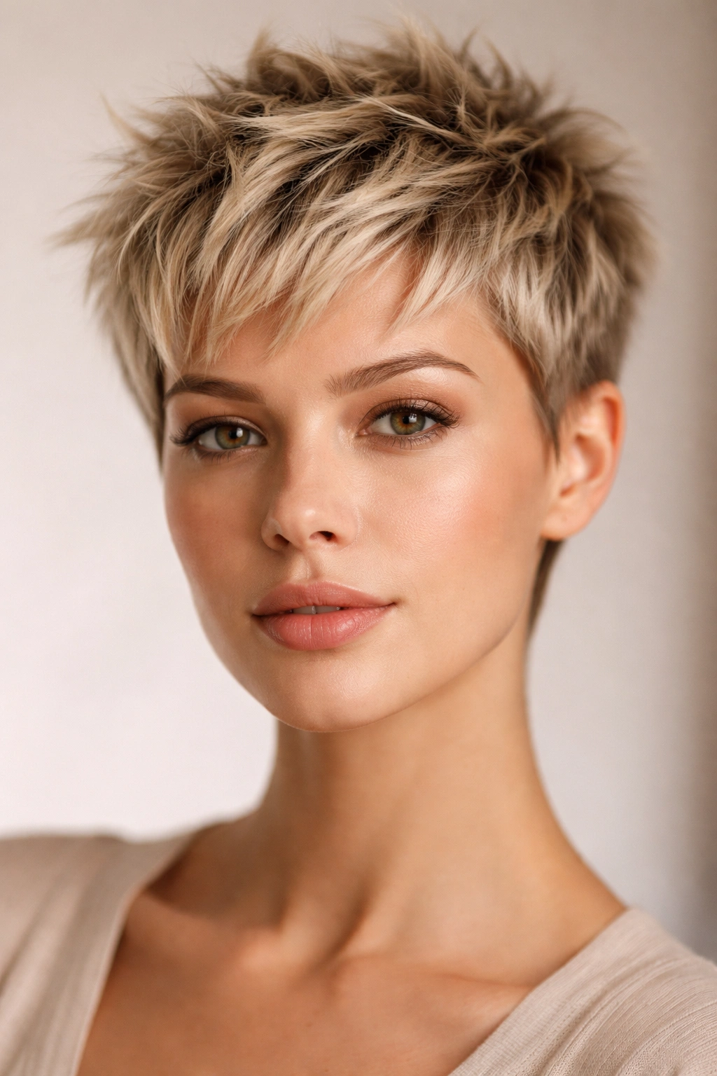 Close-up of a person with a textured crop hairstyle showing maximum fullness at the roots