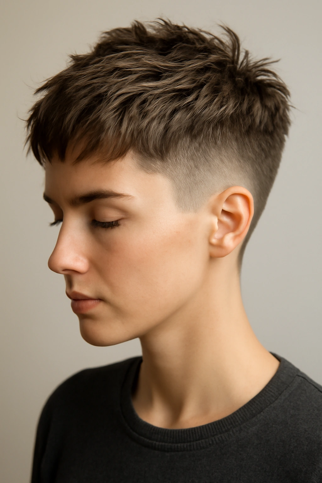 Close portrait of a textured crop undercut with short textured top