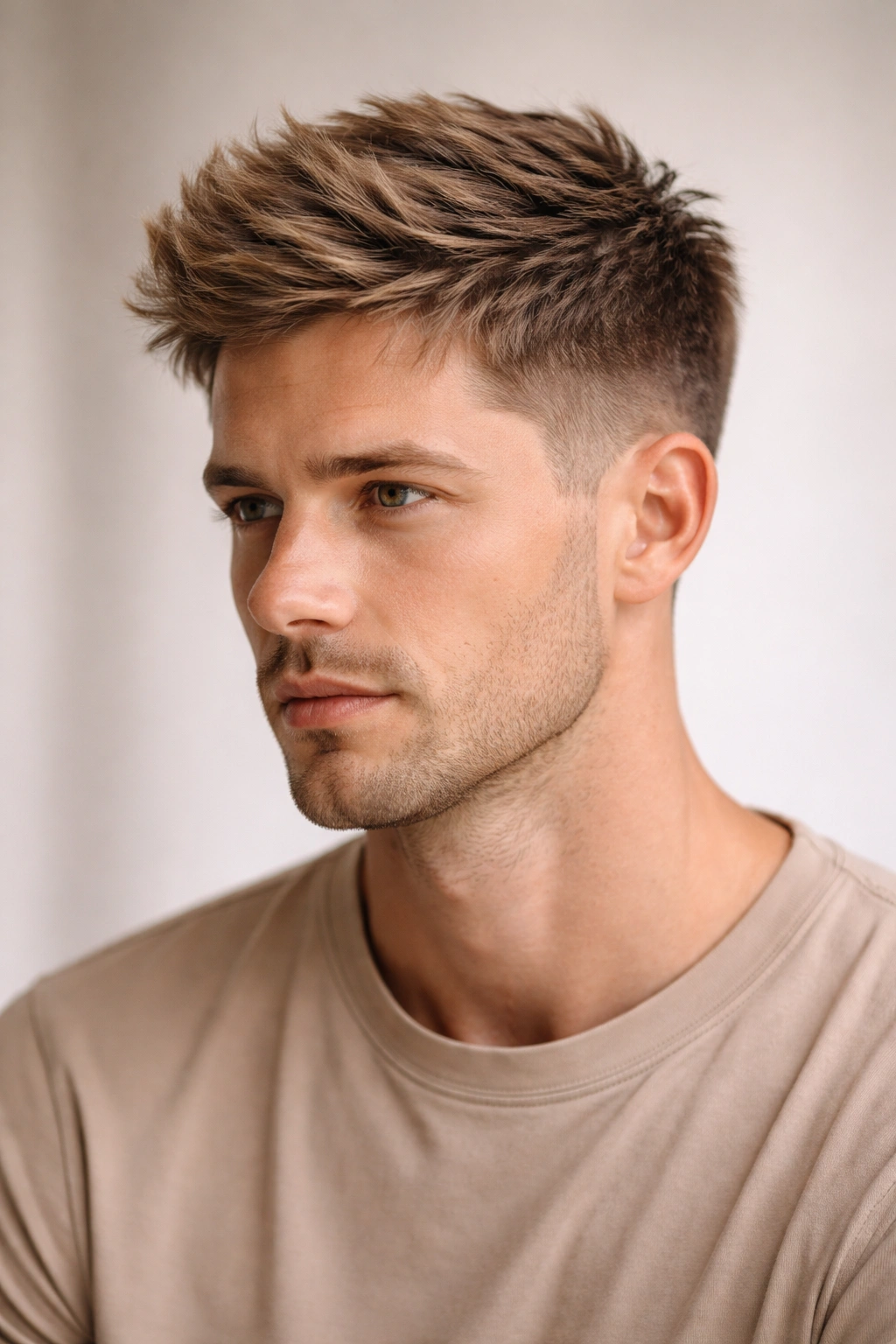 Model showing a crown-focused textured top with tapered sides.