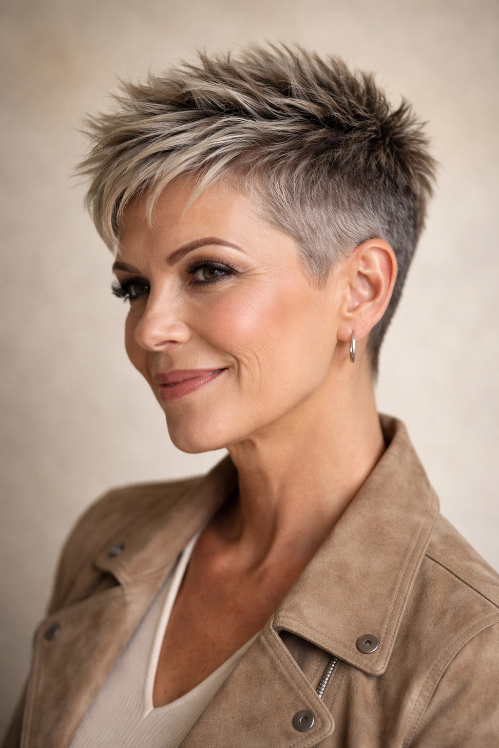 Close-up of textured fade haircut with short sides and textured top