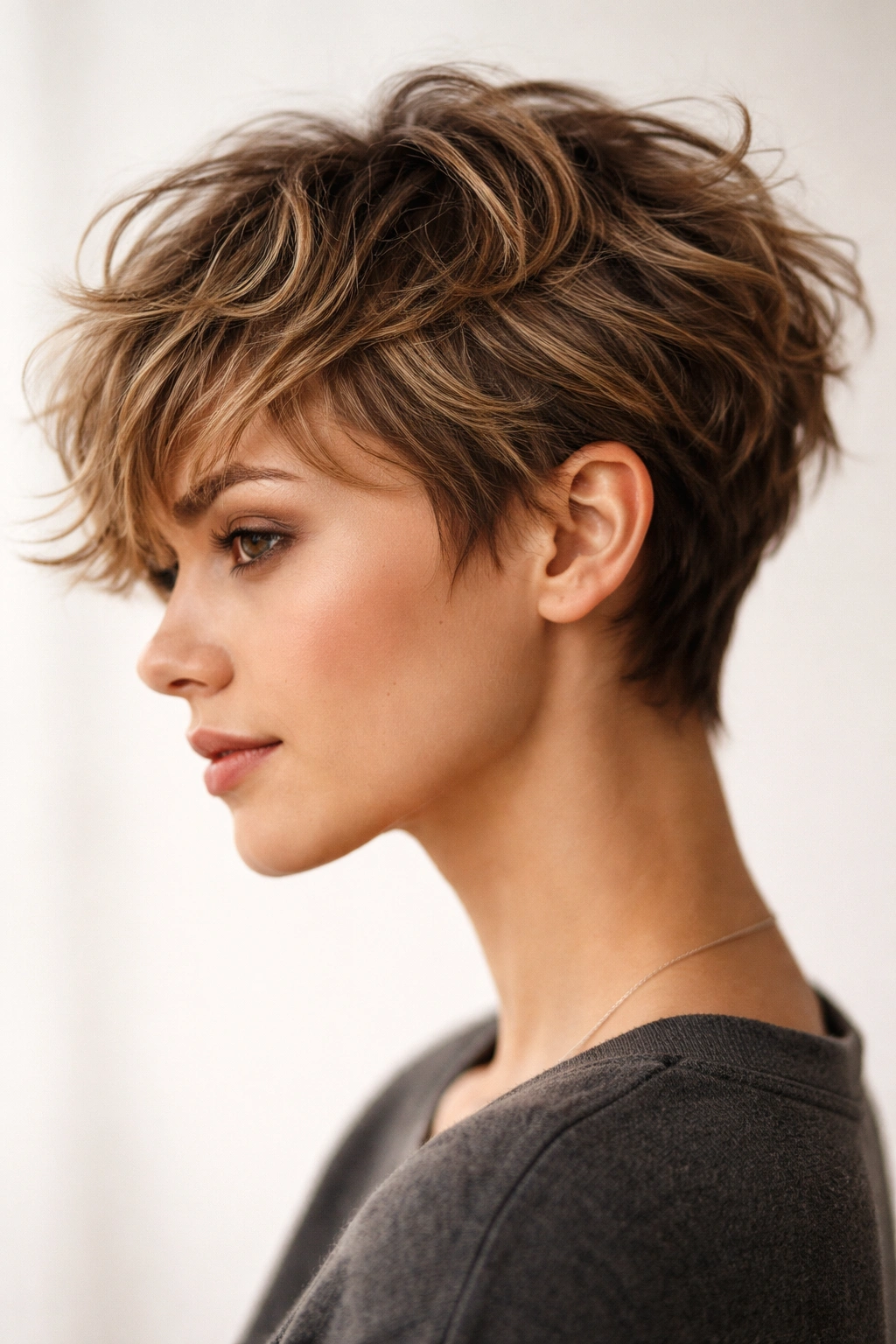 Textured piece-y pixie showing depth and movement in waves