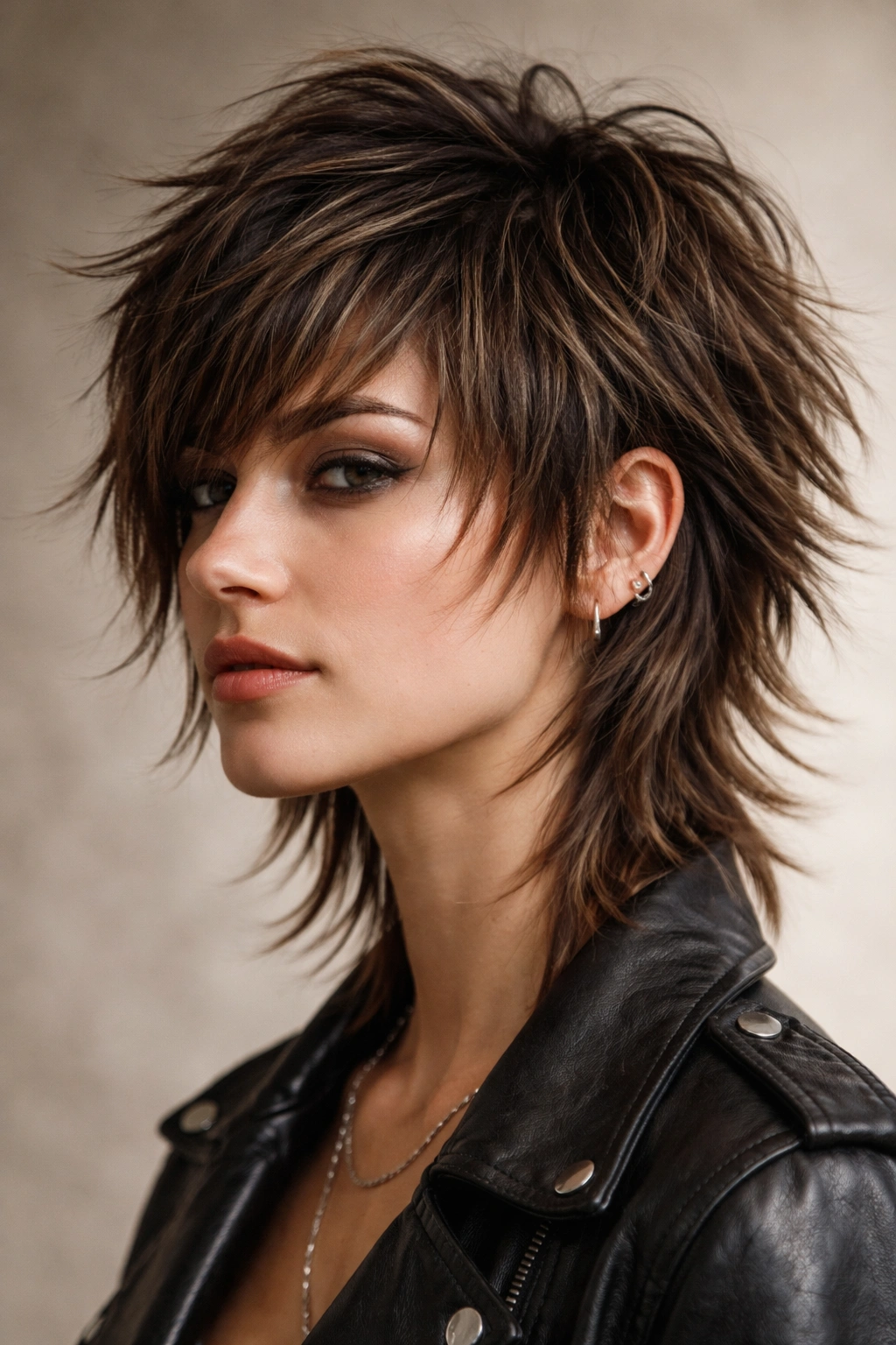Textured Shag Mixie hairstyle with layered, choppy texture across crown and back.