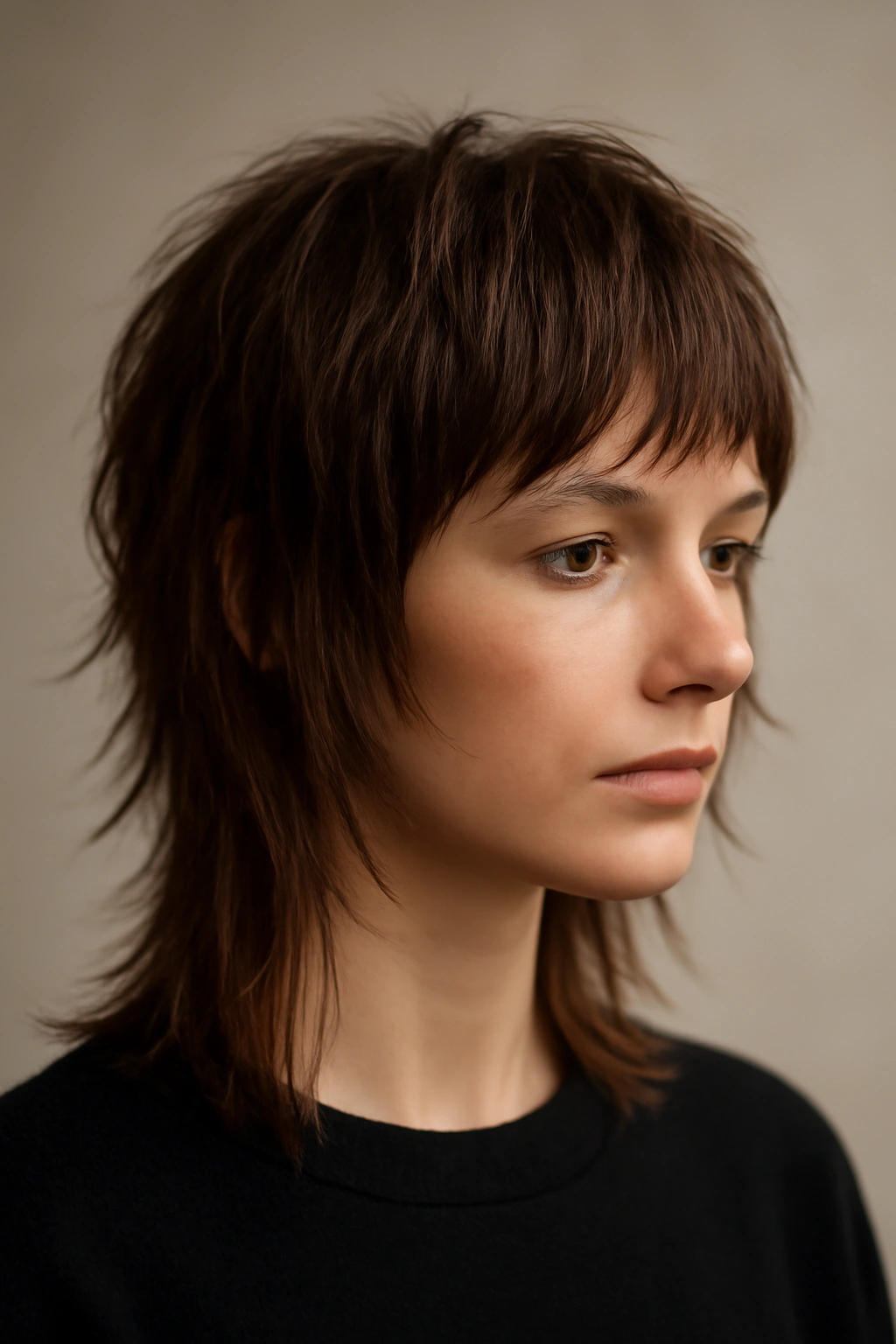 Textured shag on straight hair showing visible layers and movement