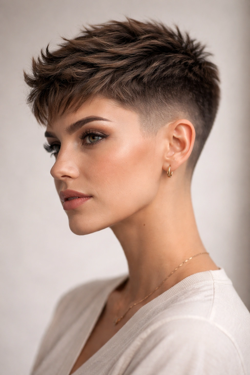 Close-up of a textured taper fade with a textured top and faded sides