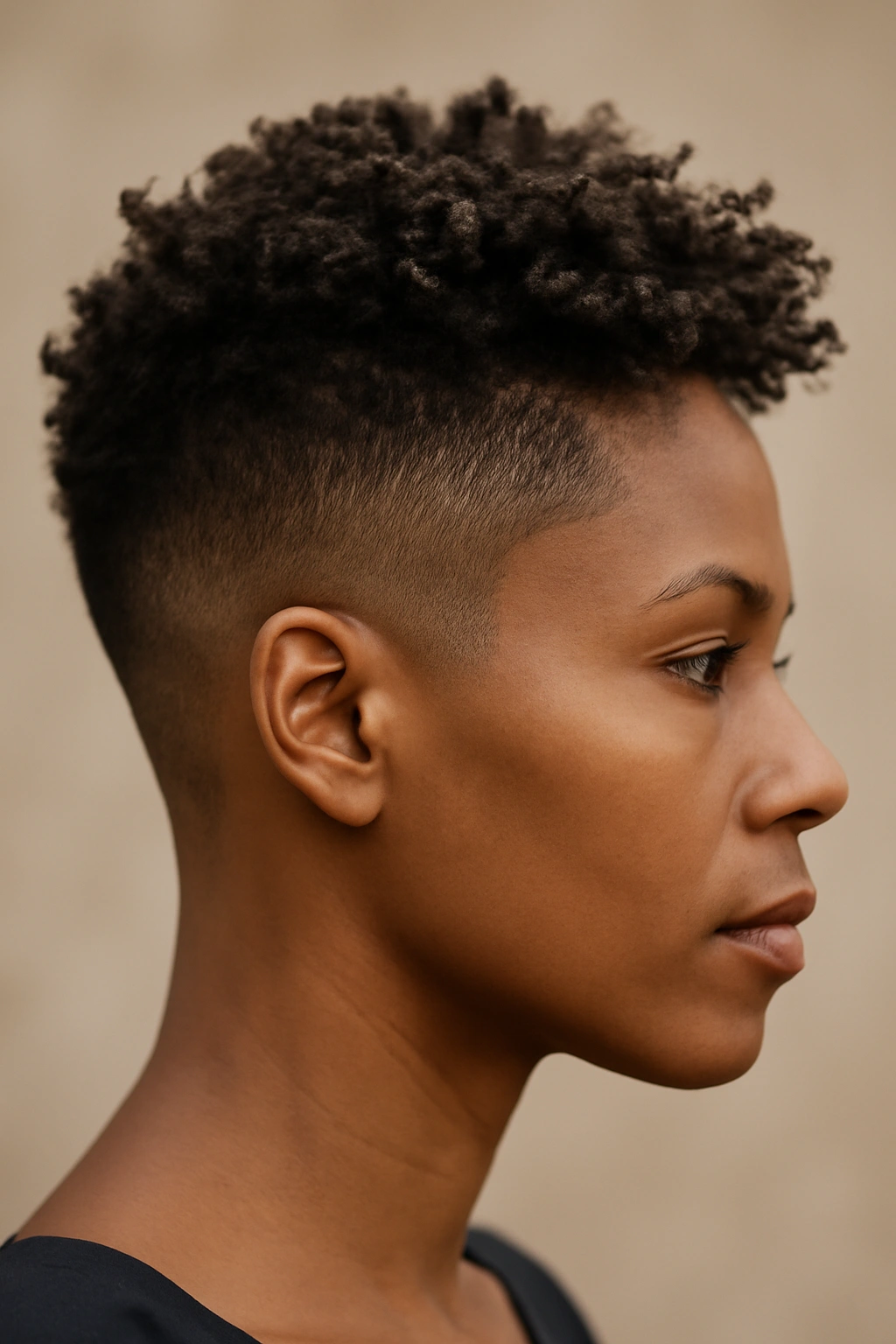 Textured undercut with longer top and shaved sides.