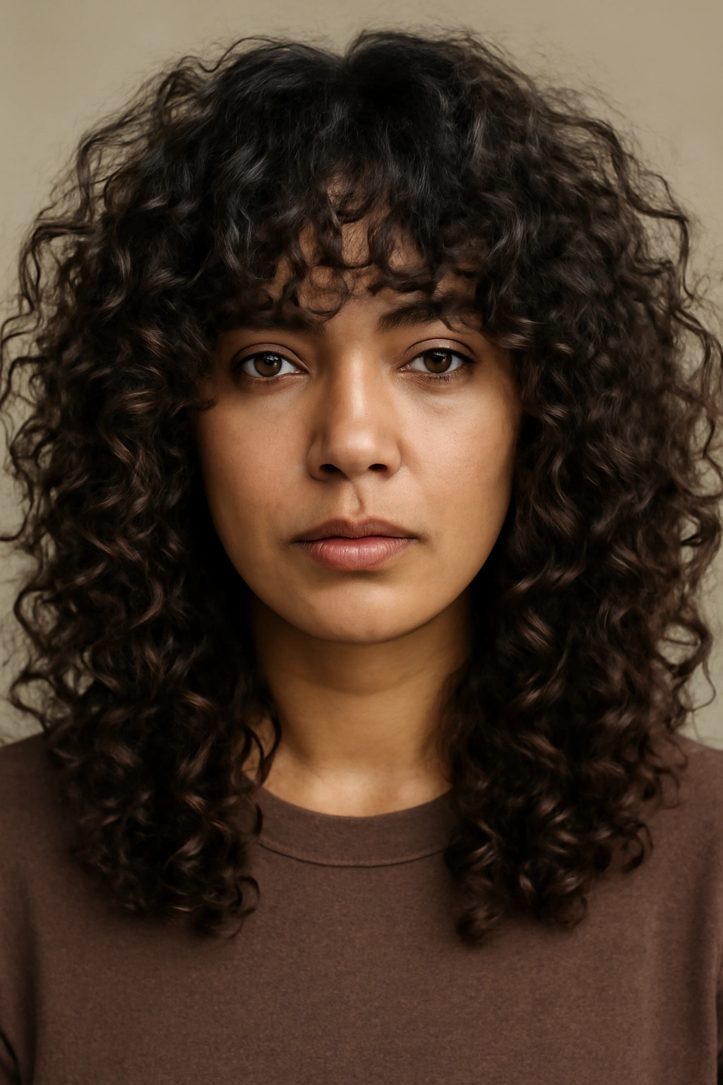 Thick blunt layers on curly hair defining curl pattern