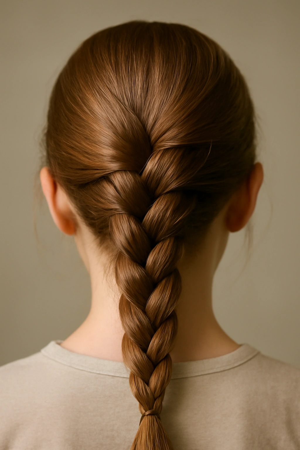 Close-up of a neat three-strand braid on a child's head