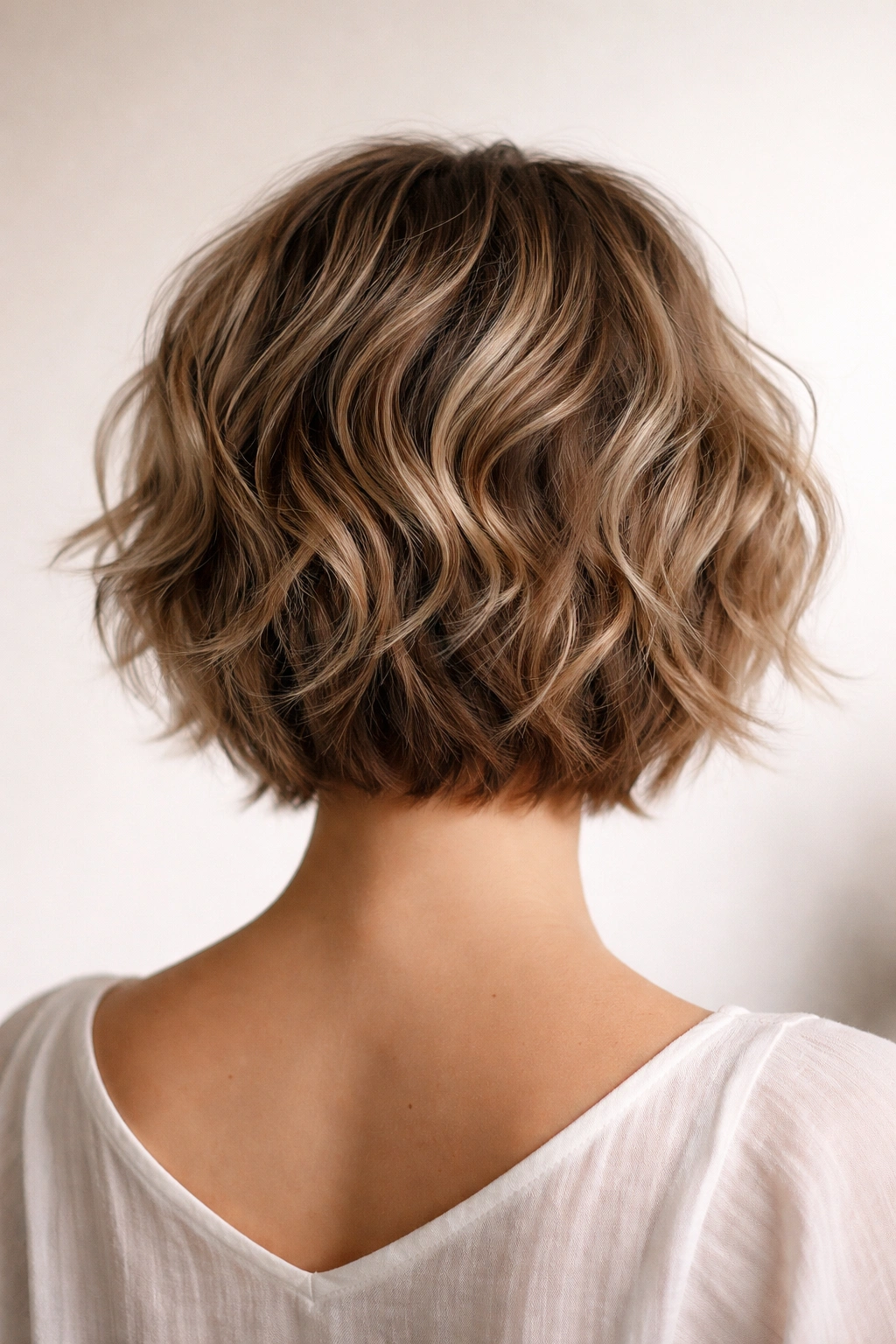 Back view of short, textured waves with natural movement