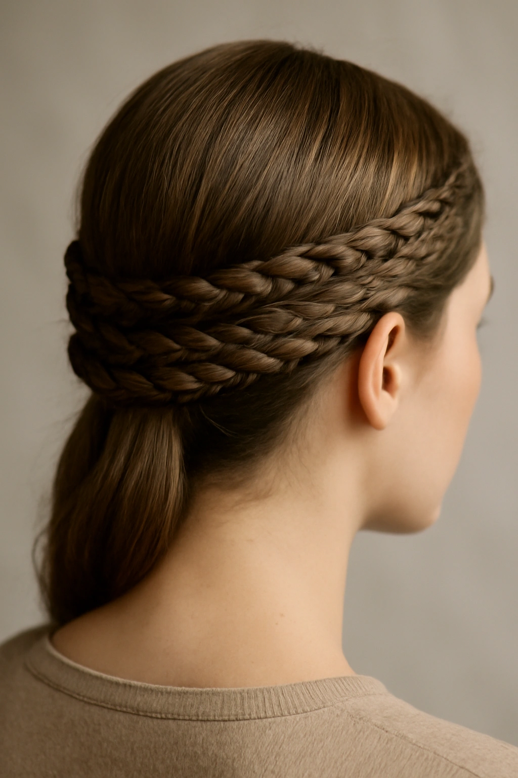 Three thin braids forming a delicate crown around the head