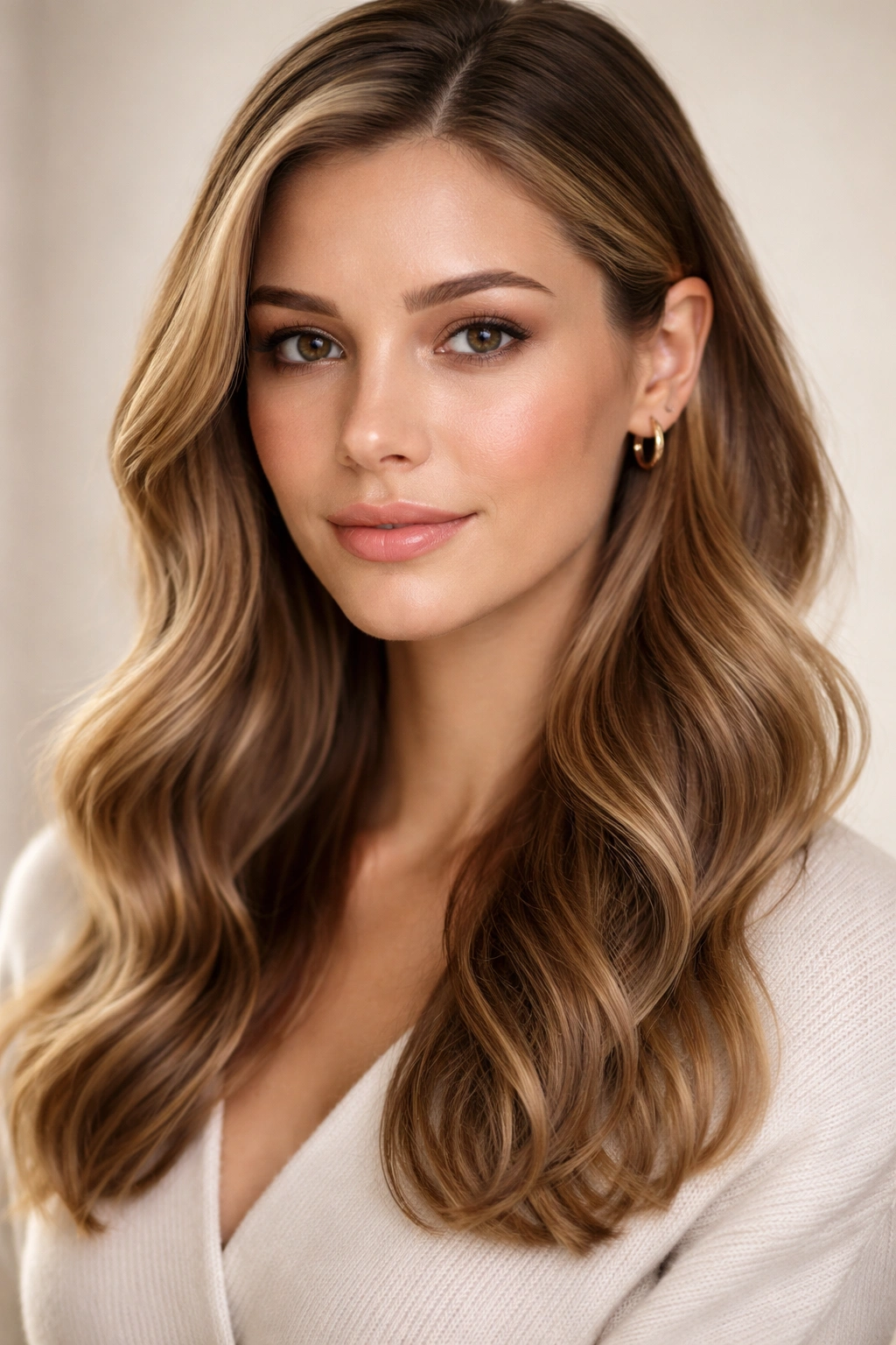 Portrait showing tucked-back waves for polished texture