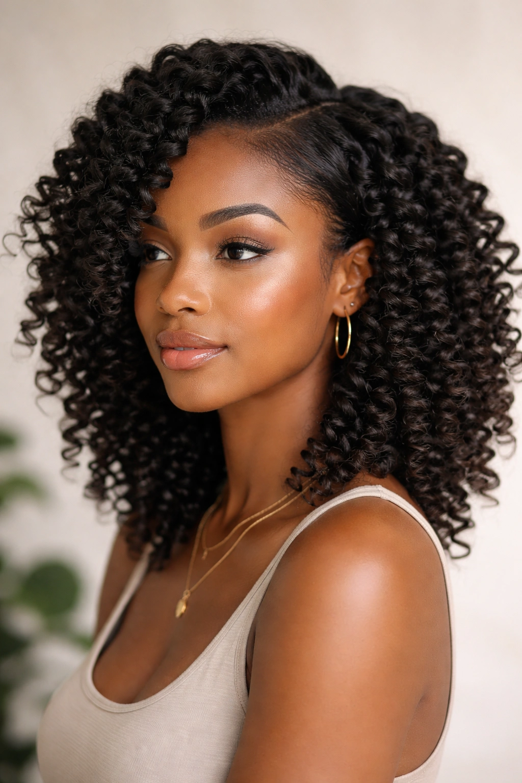 Defined twist-out curls with voluminous waves in natural hair