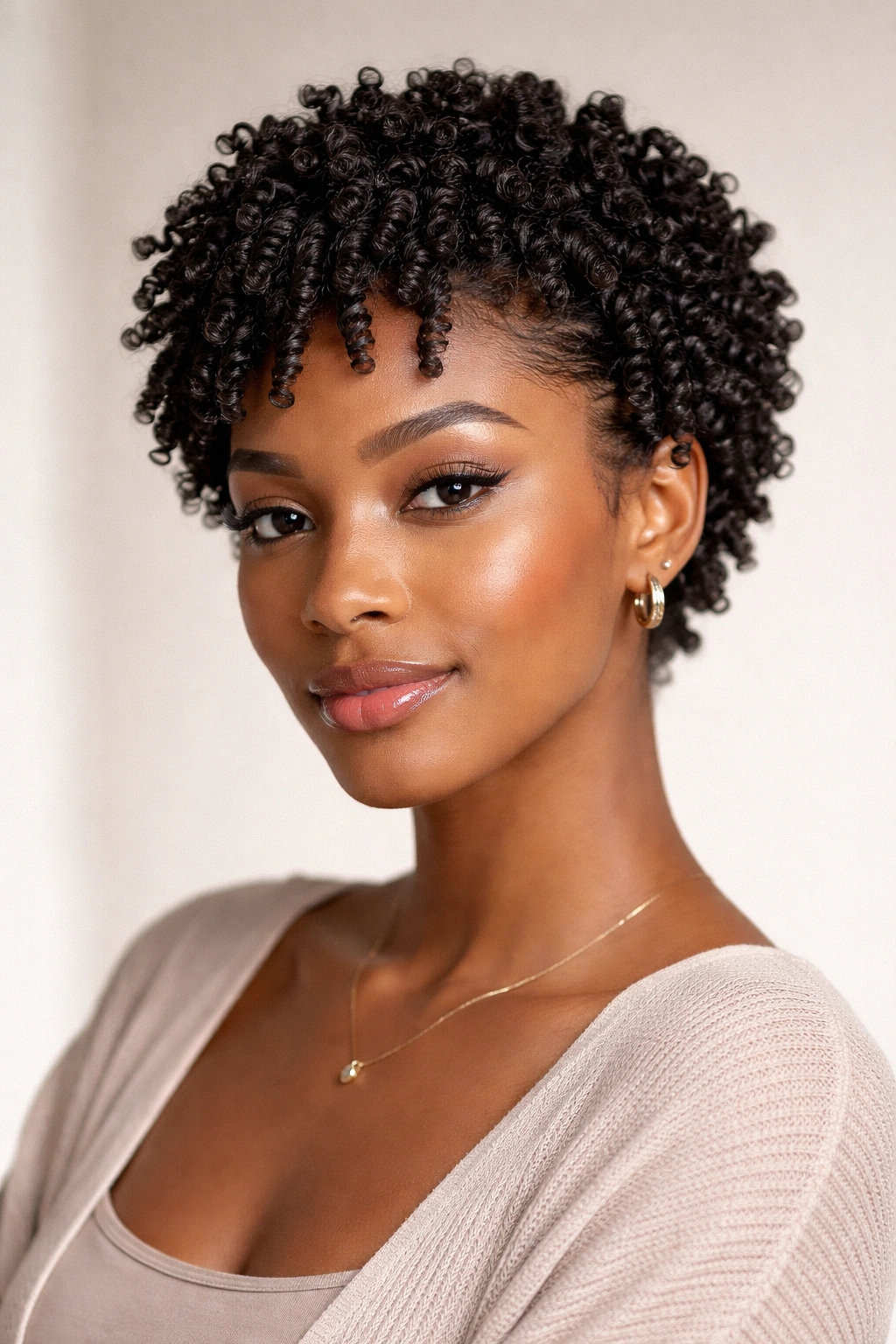 Head-and-shoulders portrait of The Twist-Out Friendly Cut showing defined coils