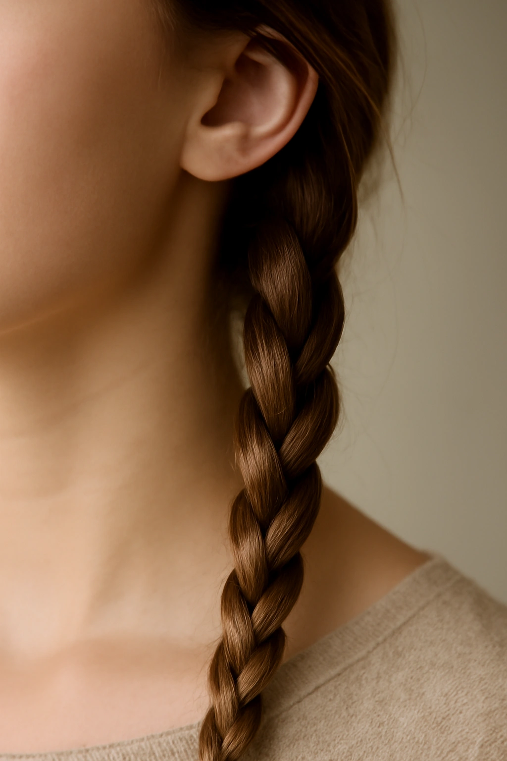 Close-up of a two-strand twisted braid on a head