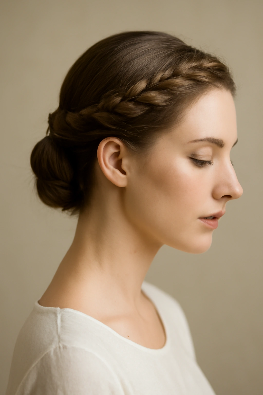 Twisted crown hairstyle with twists around crown and no face-framing pieces
