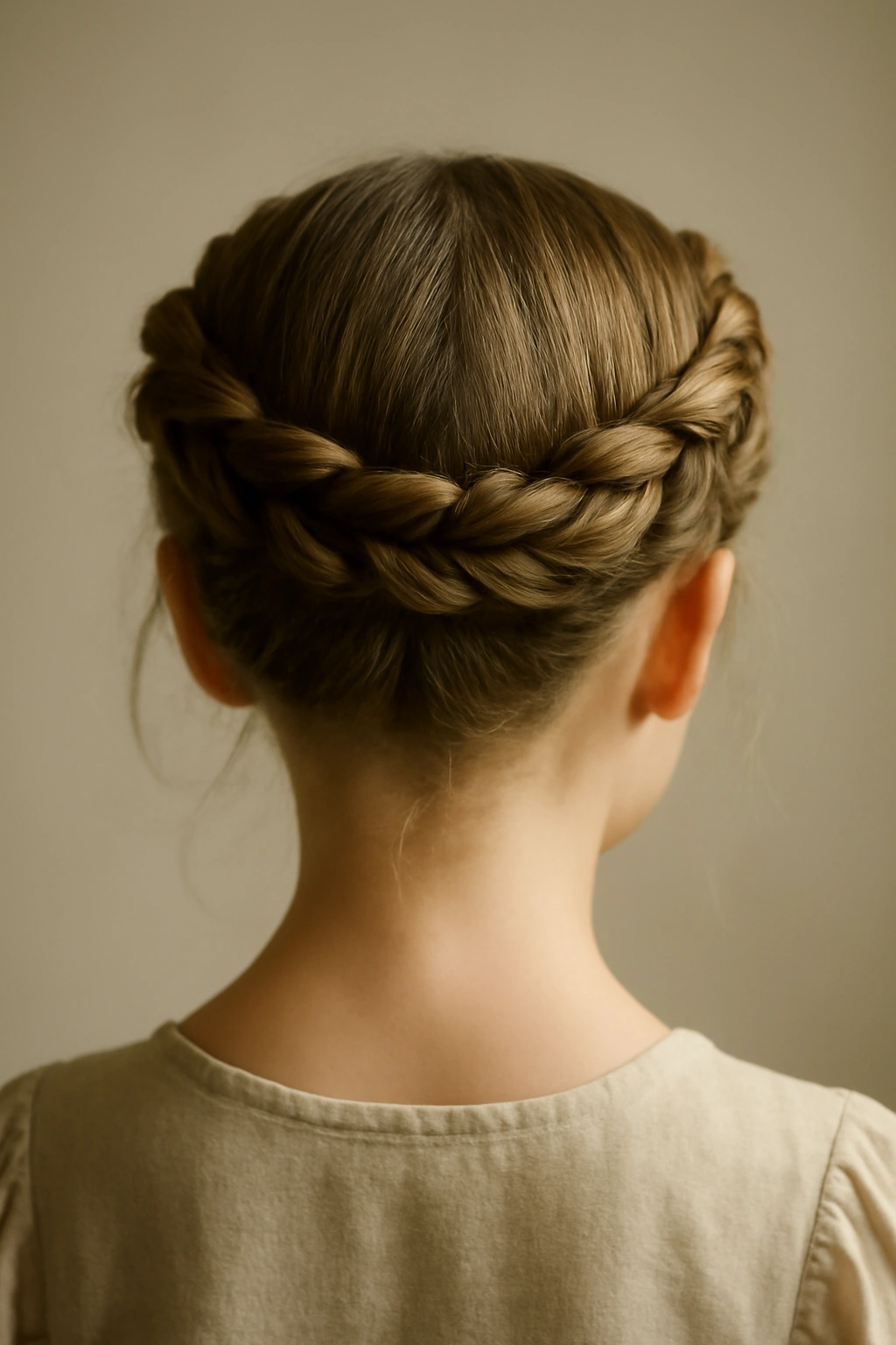 Twisted crown hairstyle circling the head with pinned twists