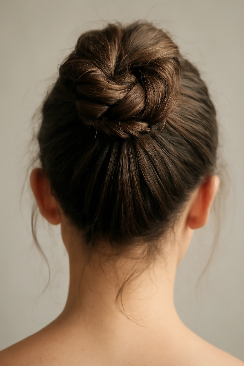 Twisted crown knot with double twist forming a spiral at the crown