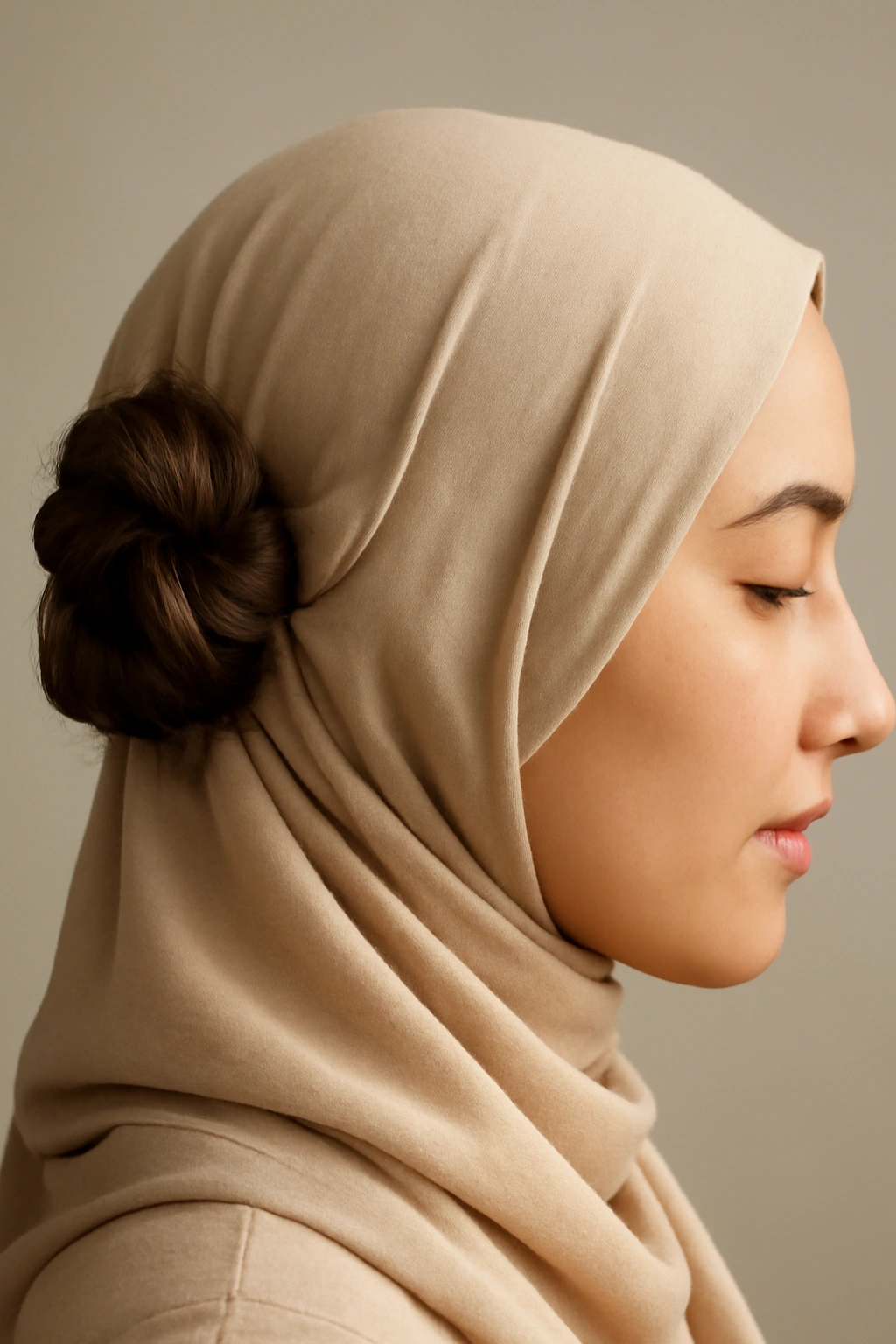 Twisted knot bun under hijab