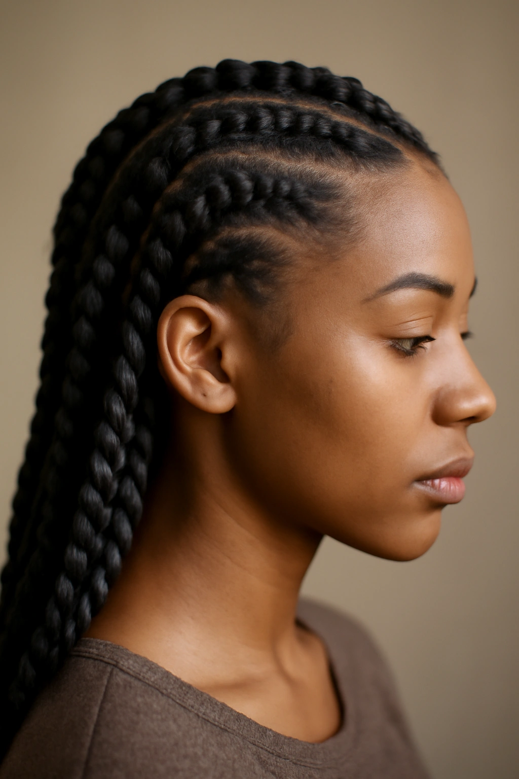 Twisted knotless braids with rope-like texture