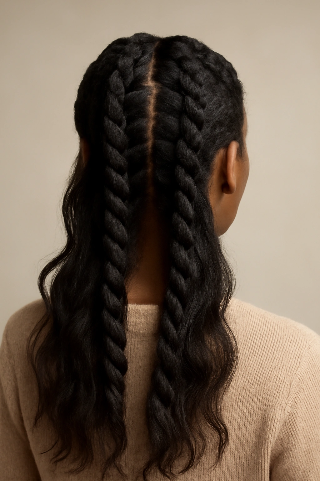Thick twists running down the back with sides left loose