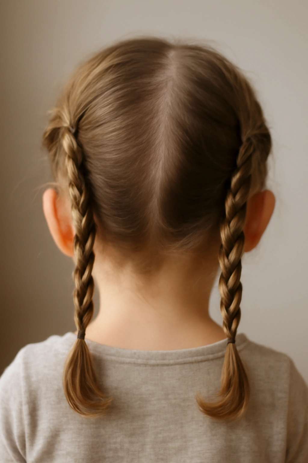 Close-up of toddler with two-strand twisted pigtails