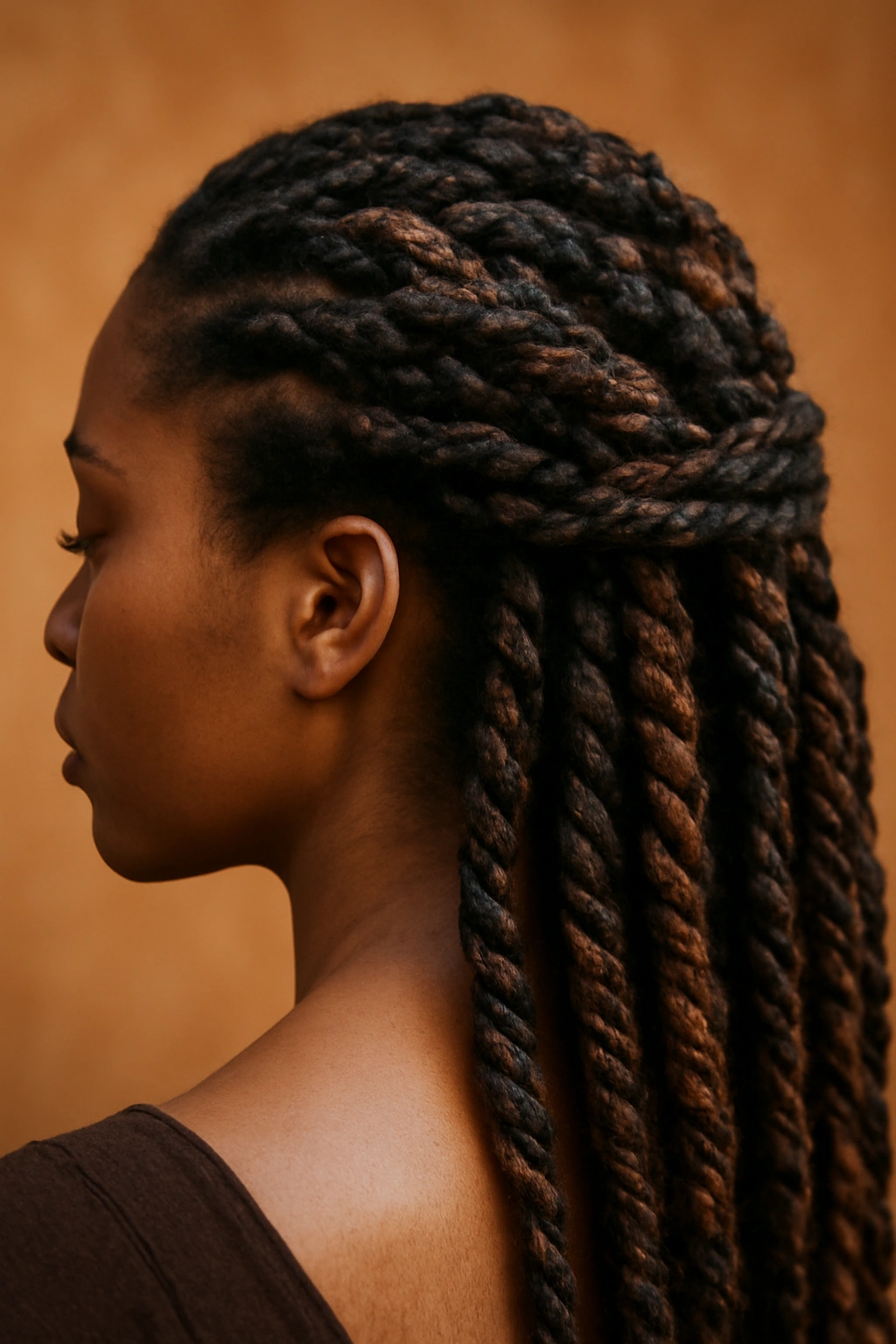 Protective two-strand twists with varied thickness