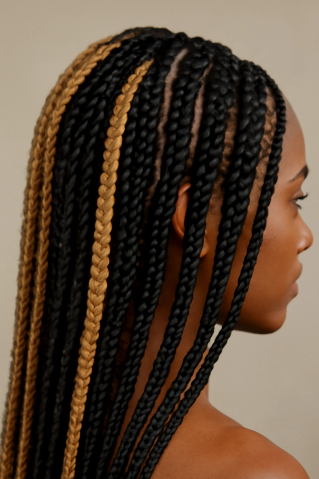 Two-toned box braids with clear color division