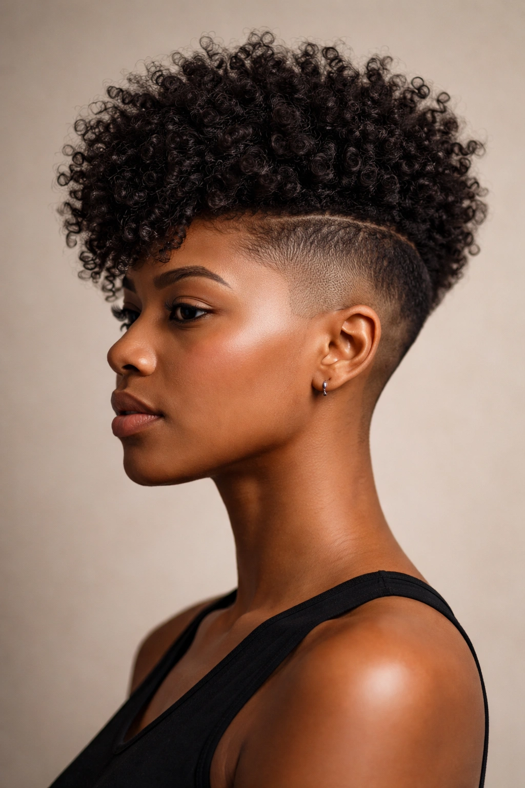 Close-up of an undercut afro with a sharp side fade and full textured top
