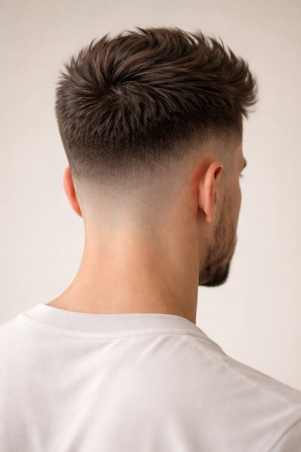 Back view of undercut with shaved sides and longer top.