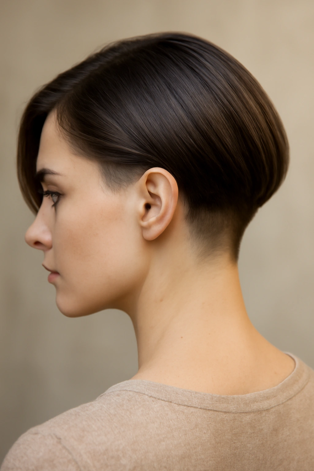 Undercut bob showing a subtle shaved undercut at the nape.