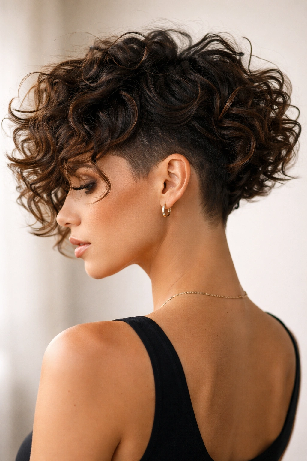 Undercut choppy bob showing top volume and shaved back