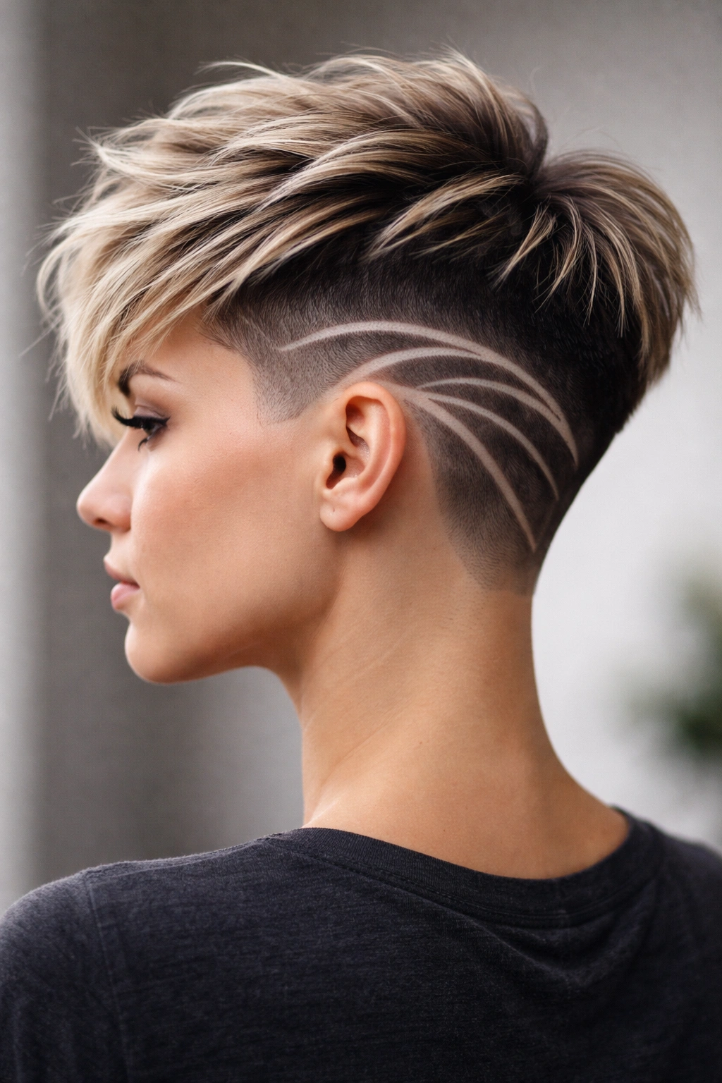 Side profile showing undercut with design detail