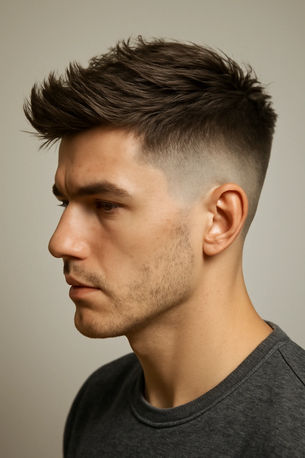 Head-and-shoulders view of a disconnected undercut with a long textured top.