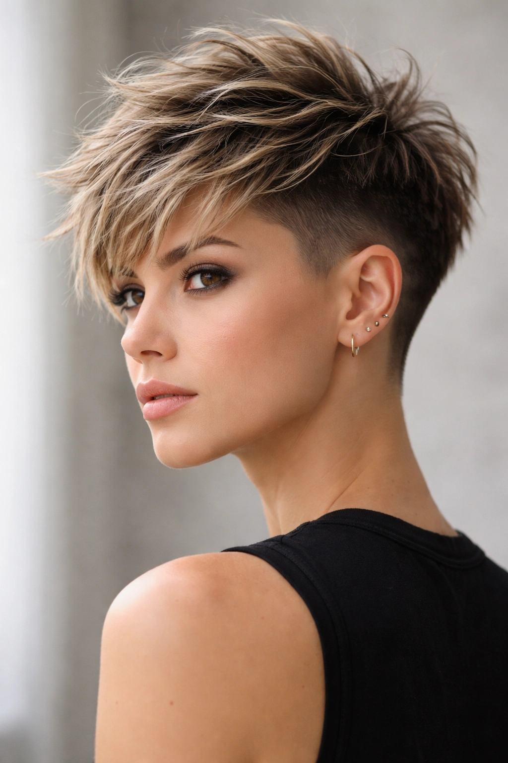 Side view showing disconnected short top and longer underneath in undercut.