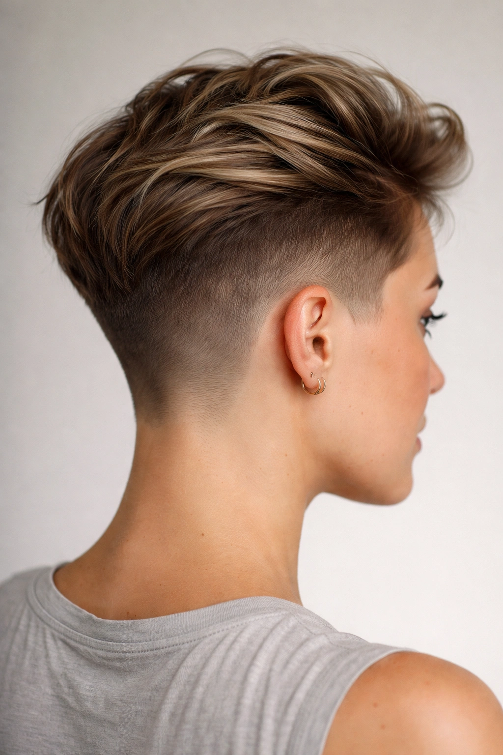 Close-up of an undercut with short back and longer top fade