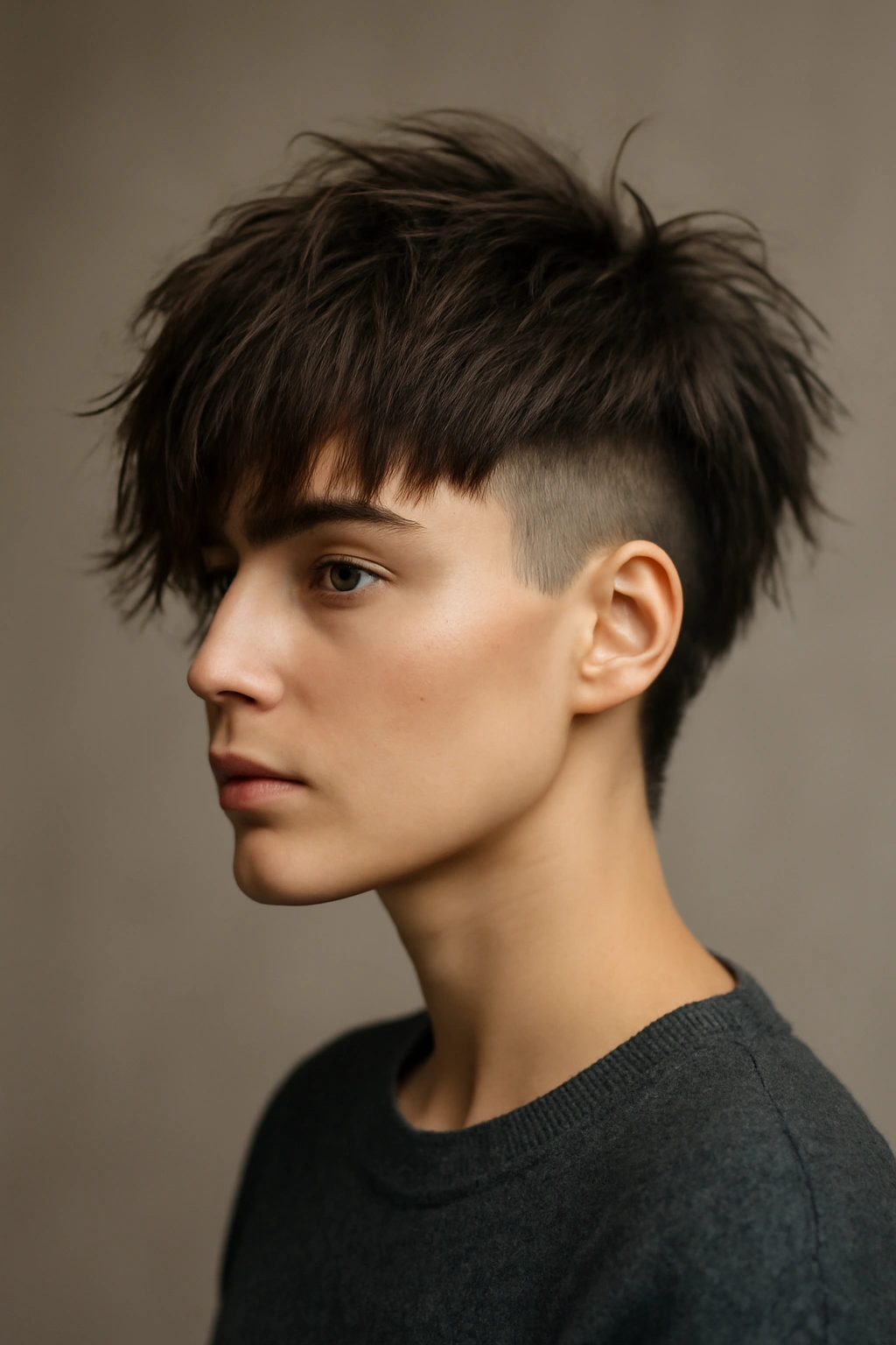 Shag with undercut showing contrast between short sides and long top layers.