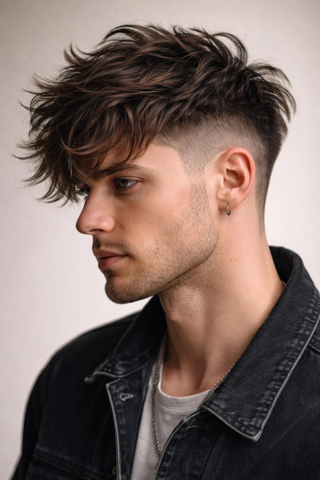 Shag with undercut sides showing a sharp contrast between top and sides.