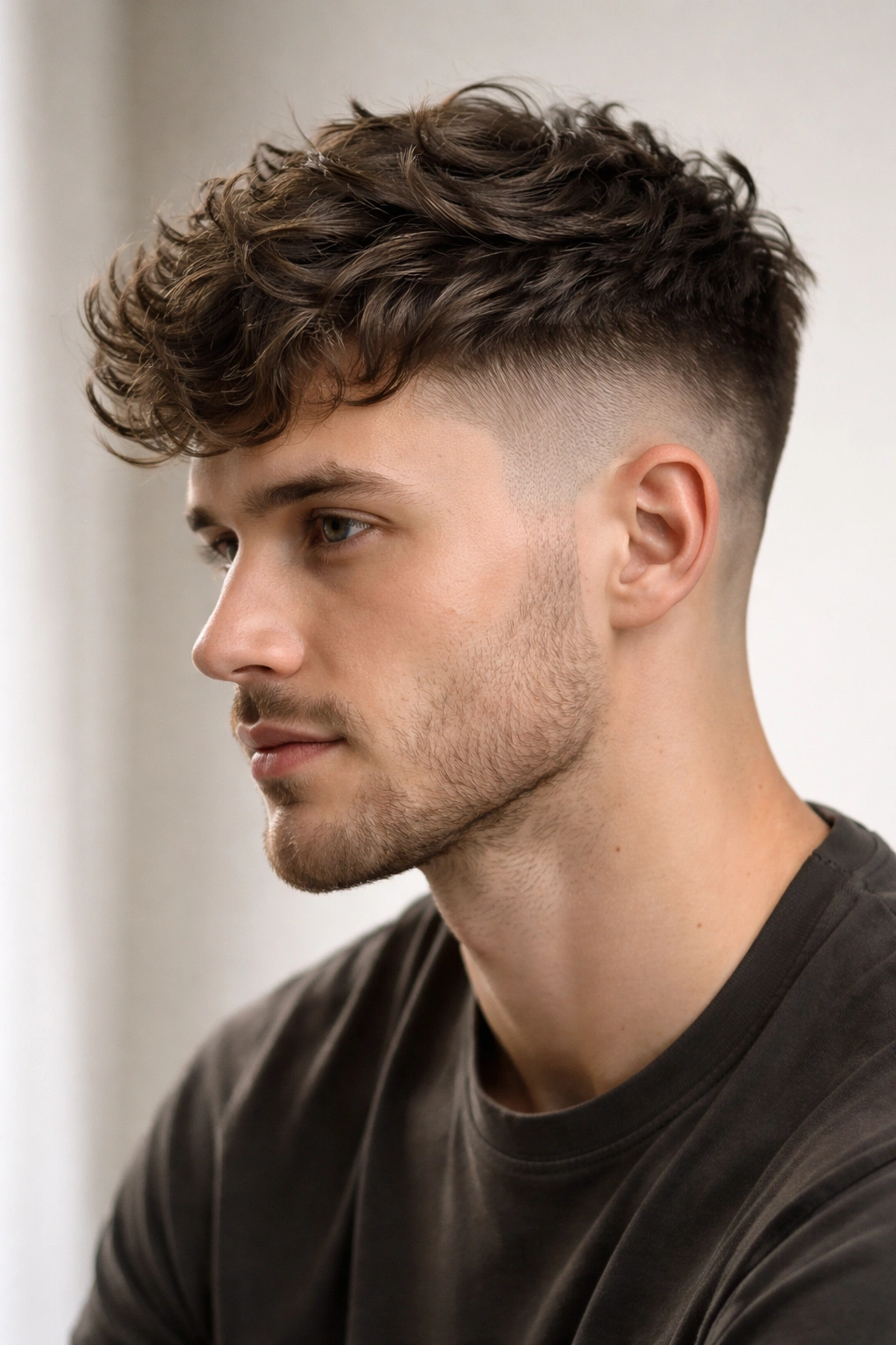 Close-up of short textured waves with an undercut on the sides.