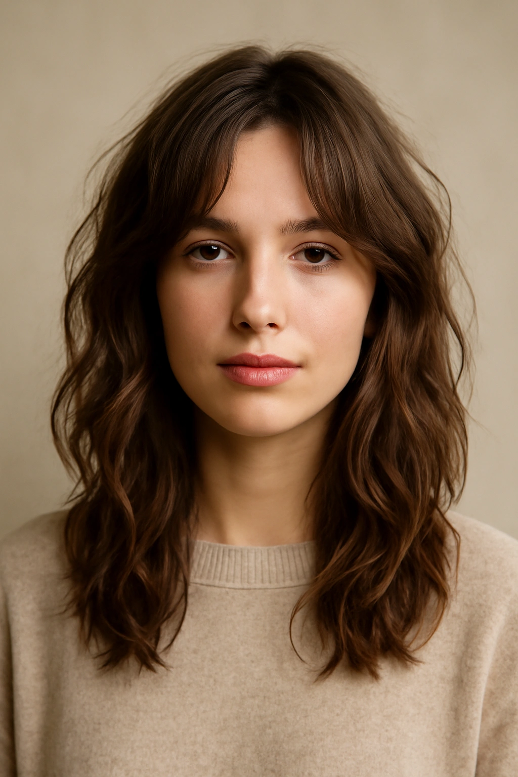 Soft undone waves with face-framing layers framing the face