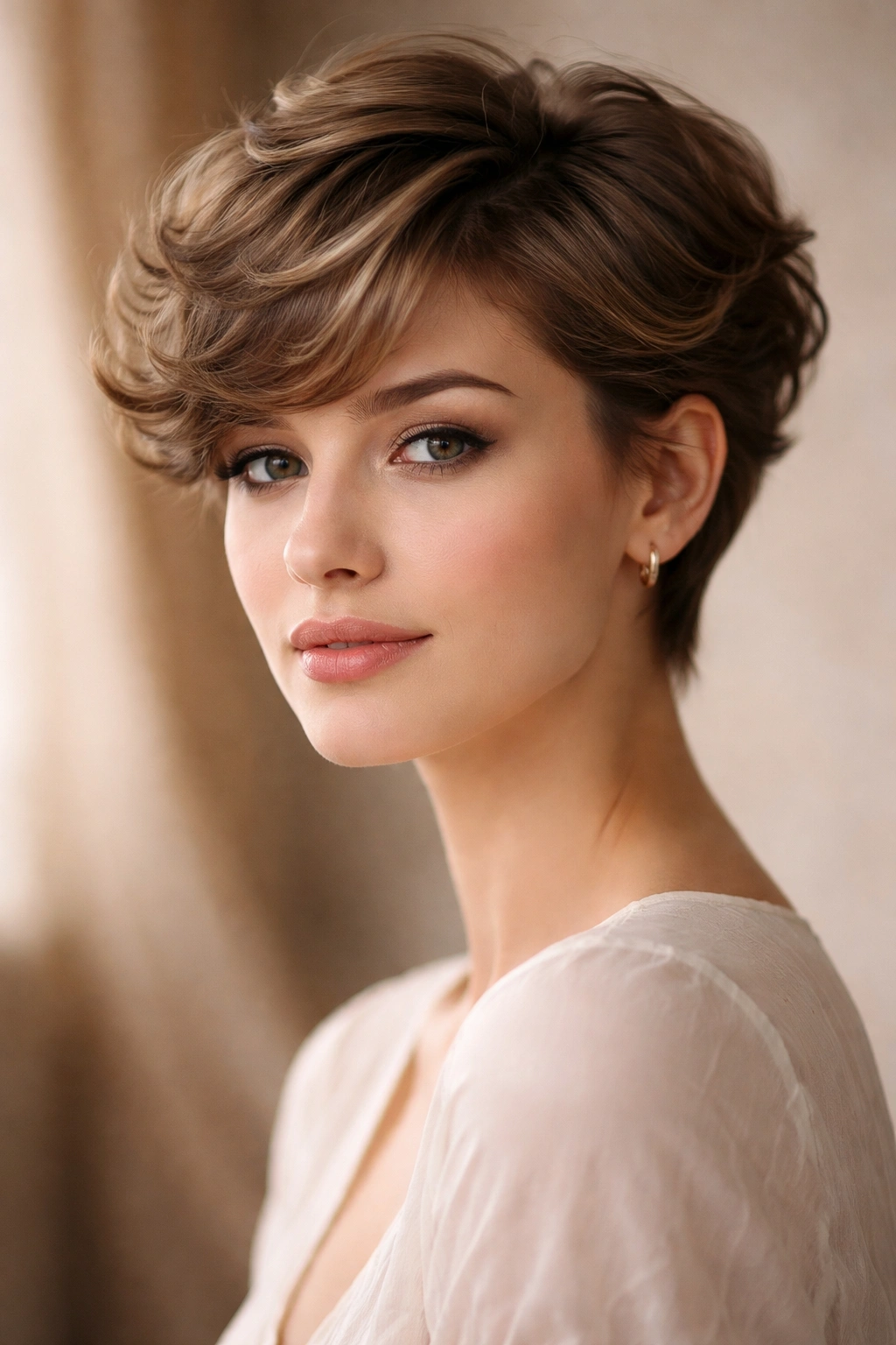 Vintage-inspired pixie with soft curves on natural waves