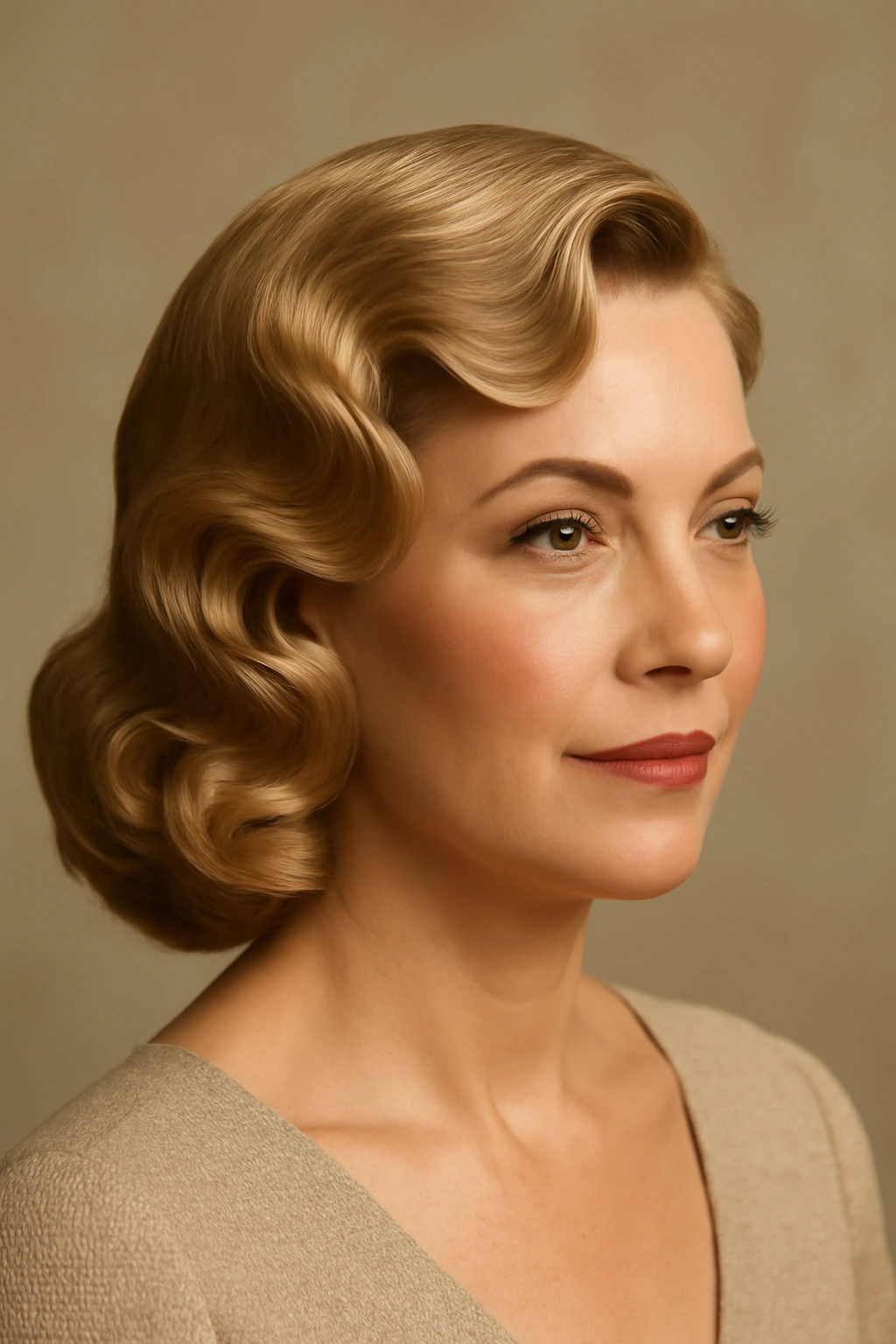 Vintage Hollywood waves brushed into glamorous, smooth waves