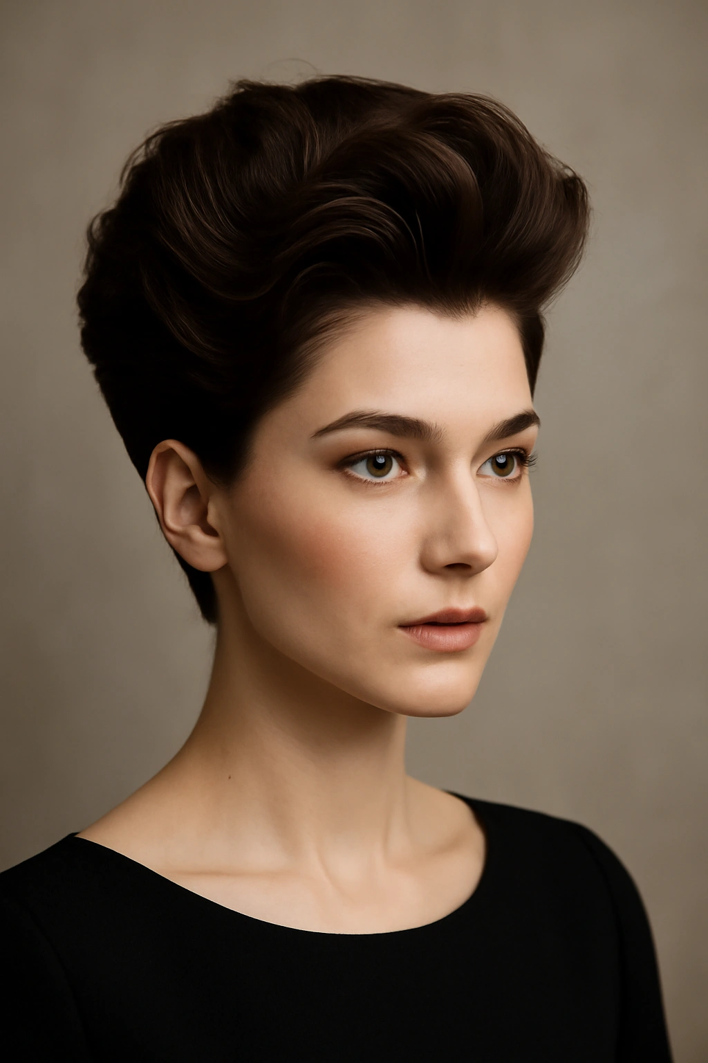 Close-up of voluminous crown waves on short hair