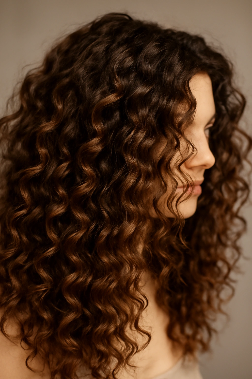 Voluminous curls with loose ringlets on hair