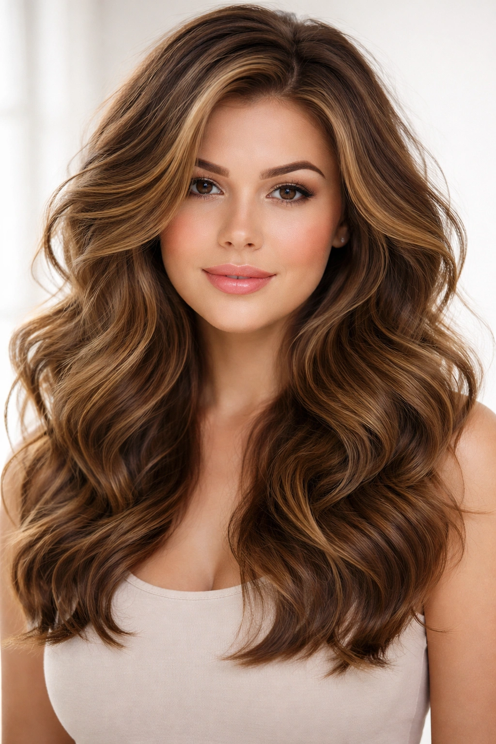 Voluminous textured waves with crown lift