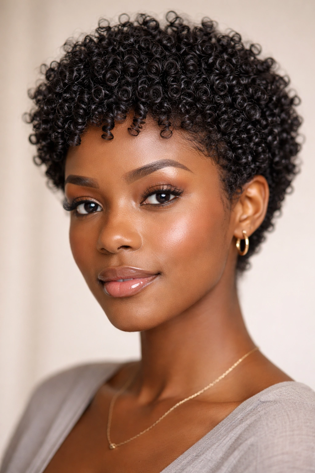 Defined curl wash-and-go with well-defined curls in studio