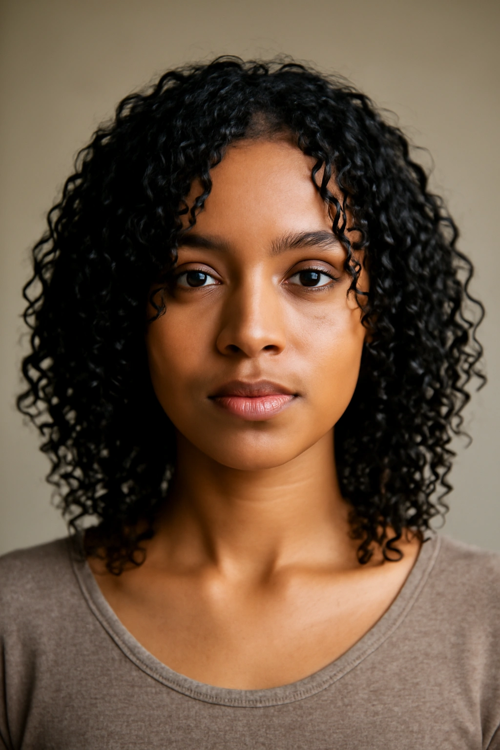 Close-up of natural curls in a wash-and-go style with defined moisture-rich clumps