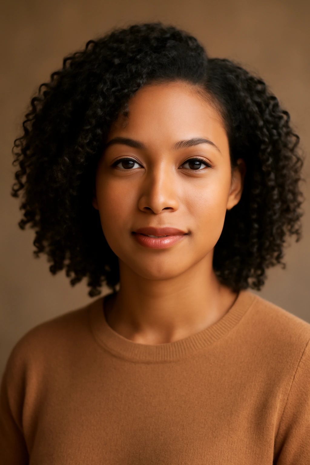 Confident person with an effortless wash-and-go hairstyle in a studio setting
