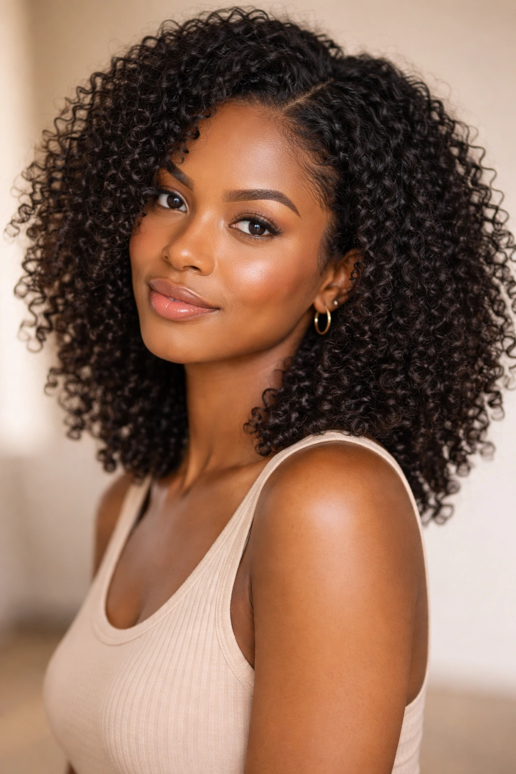Wash-and-go curls on a Black woman's natural hair