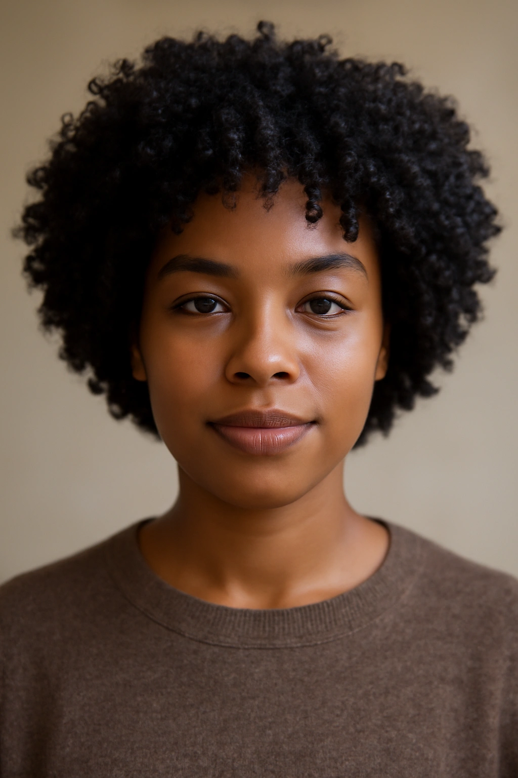 Close-up of rounded wash-and-go curly cut on natural curls