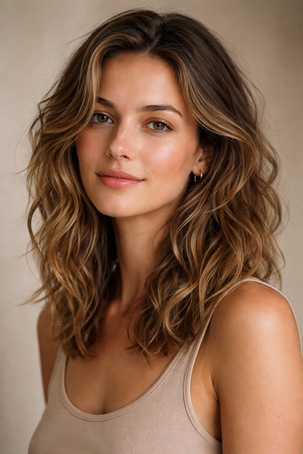 Close-up portrait of a natural, air-dried wash and wear hairstyle with visible texture